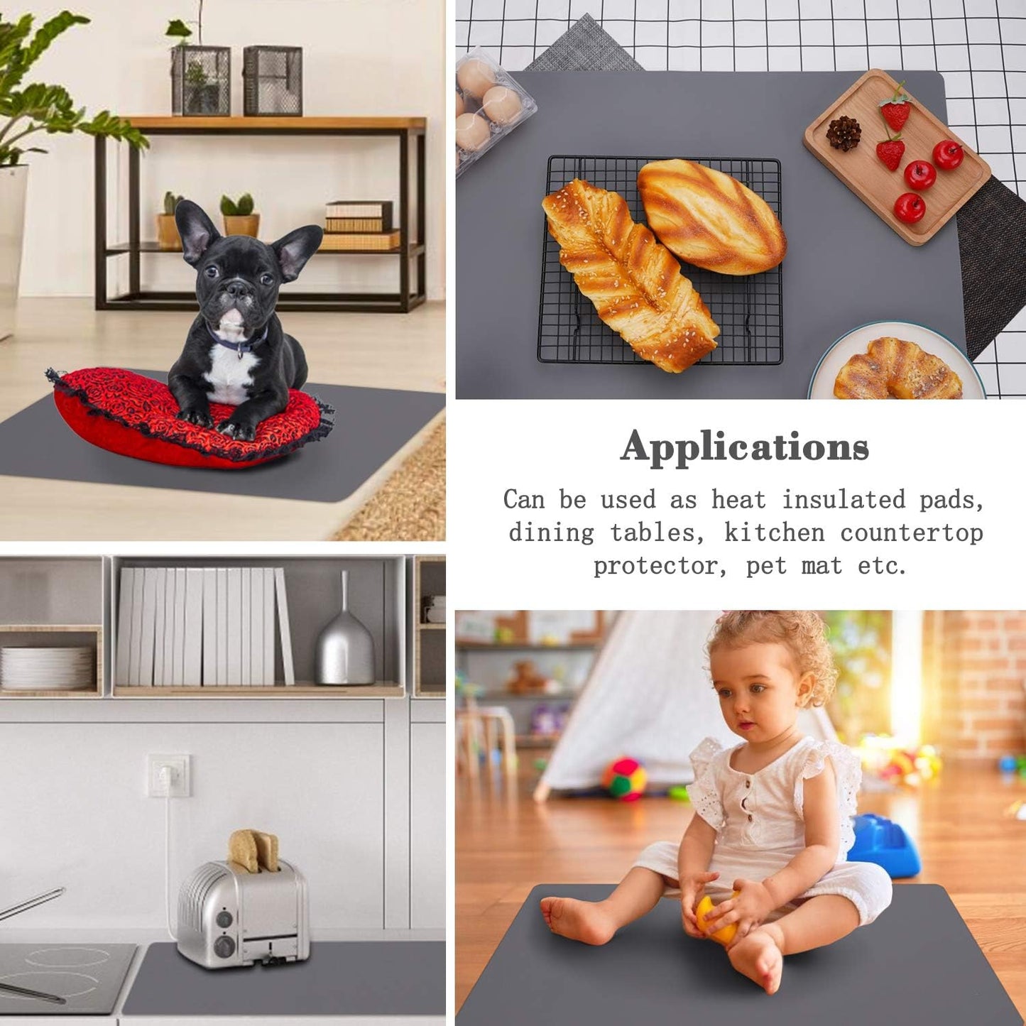 Silicone Mat Dark Gray 31.5" X 23.6" X 0.07", Large Crafts Sheet, Desk Work Pad, Countertop Protector, Heat Resistant Table Placemat, Resin Casting Molds, Nonstick
