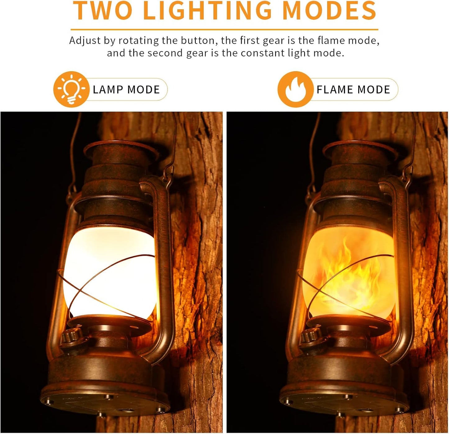 Solar Lantern Outdoor Hanging Solar Lights Dancing Flame Led Waterproof Camping Lamps, Auto On/Off, Landscape Decor for Table Patio Garden Yard Pathway Porch (Pack of 2)