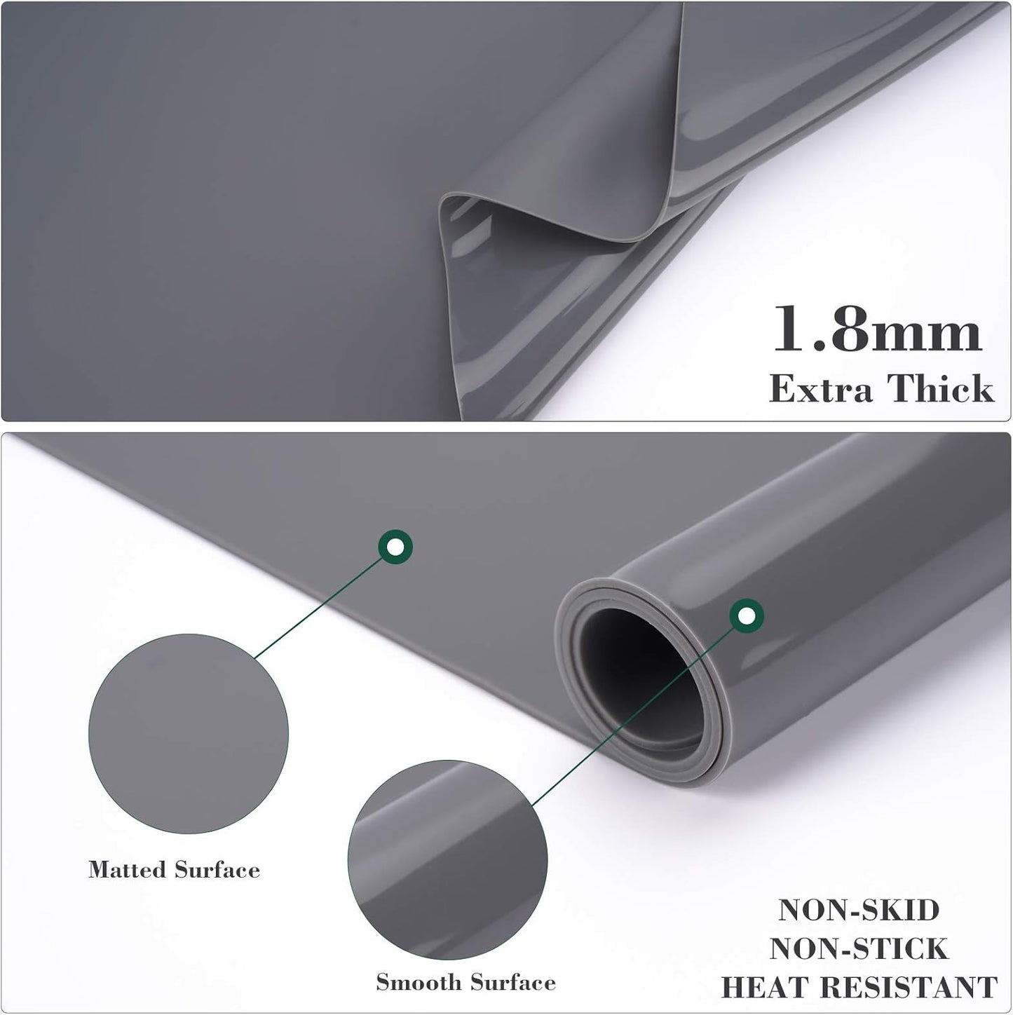 Silicone Mat Dark Gray 31.5" X 23.6" X 0.07", Large Crafts Sheet, Desk Work Pad, Countertop Protector, Heat Resistant Table Placemat, Resin Casting Molds, Nonstick