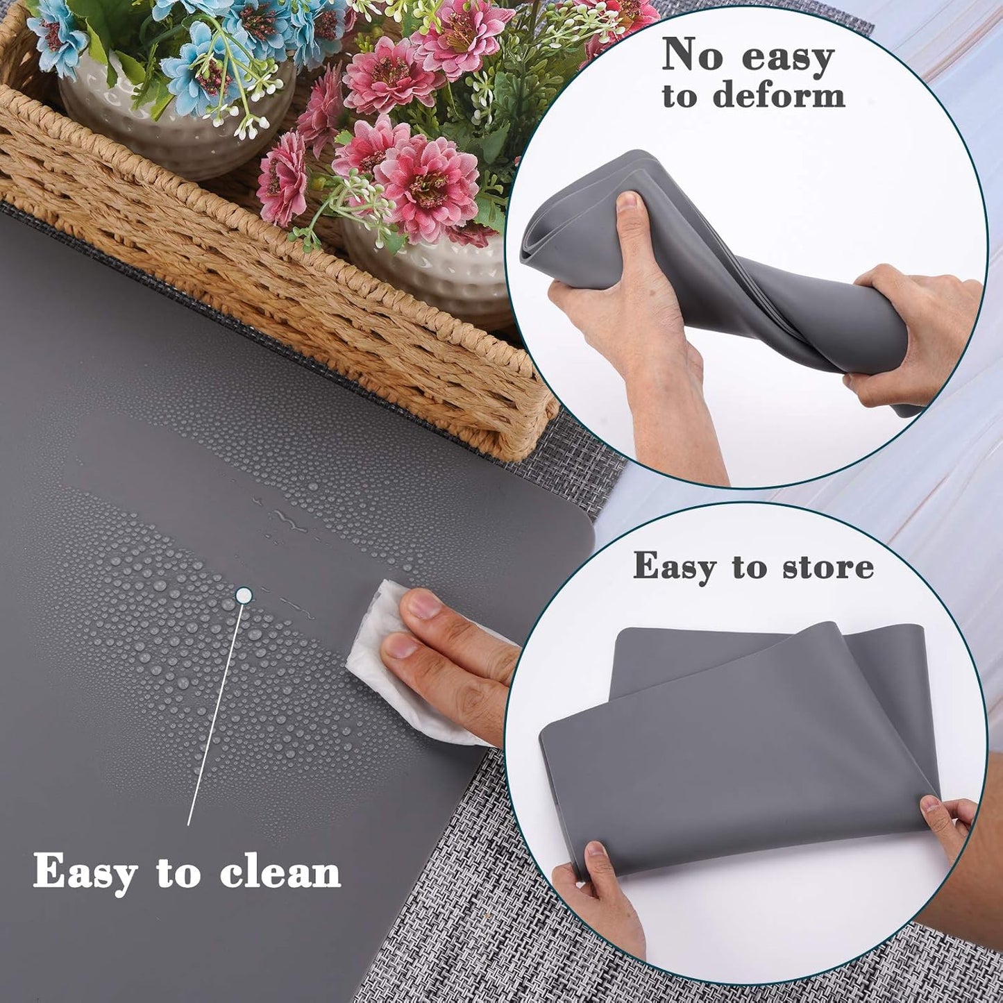 Silicone Mat Dark Gray 31.5" X 23.6" X 0.07", Large Crafts Sheet, Desk Work Pad, Countertop Protector, Heat Resistant Table Placemat, Resin Casting Molds, Nonstick