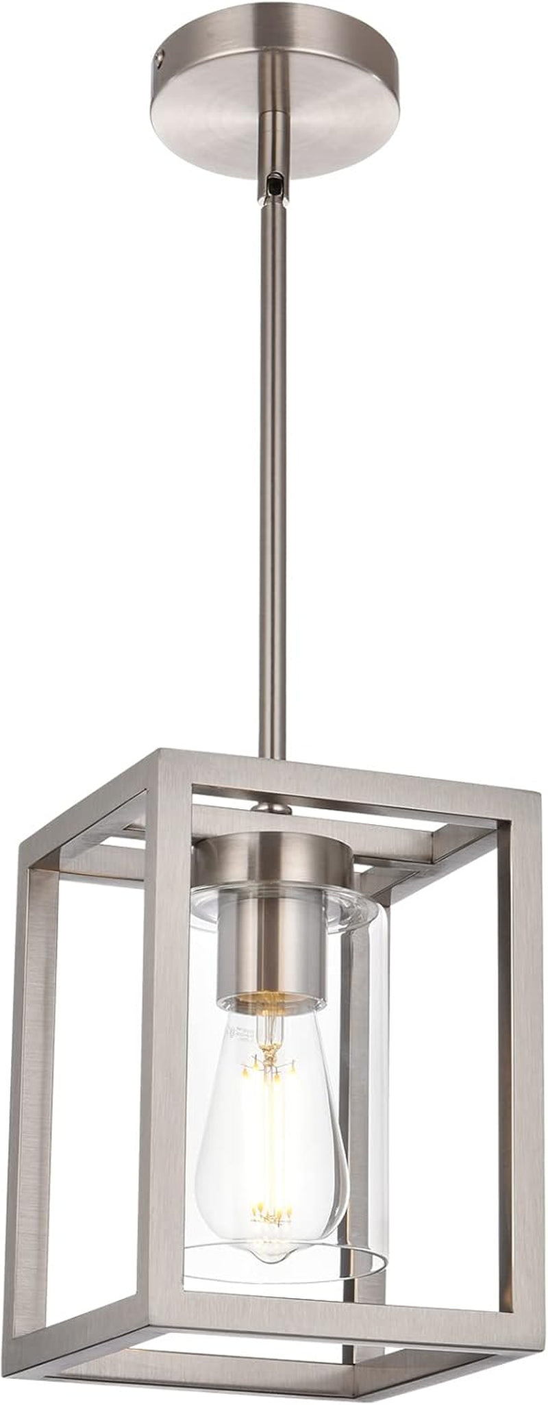 1 Light Farmhouse Pendant Lighting Black Cage Chandelier Glass Shade Contemporary Modern Kitchen Island Lights Fixtures Ceiling Hanging Dining Room Living Room