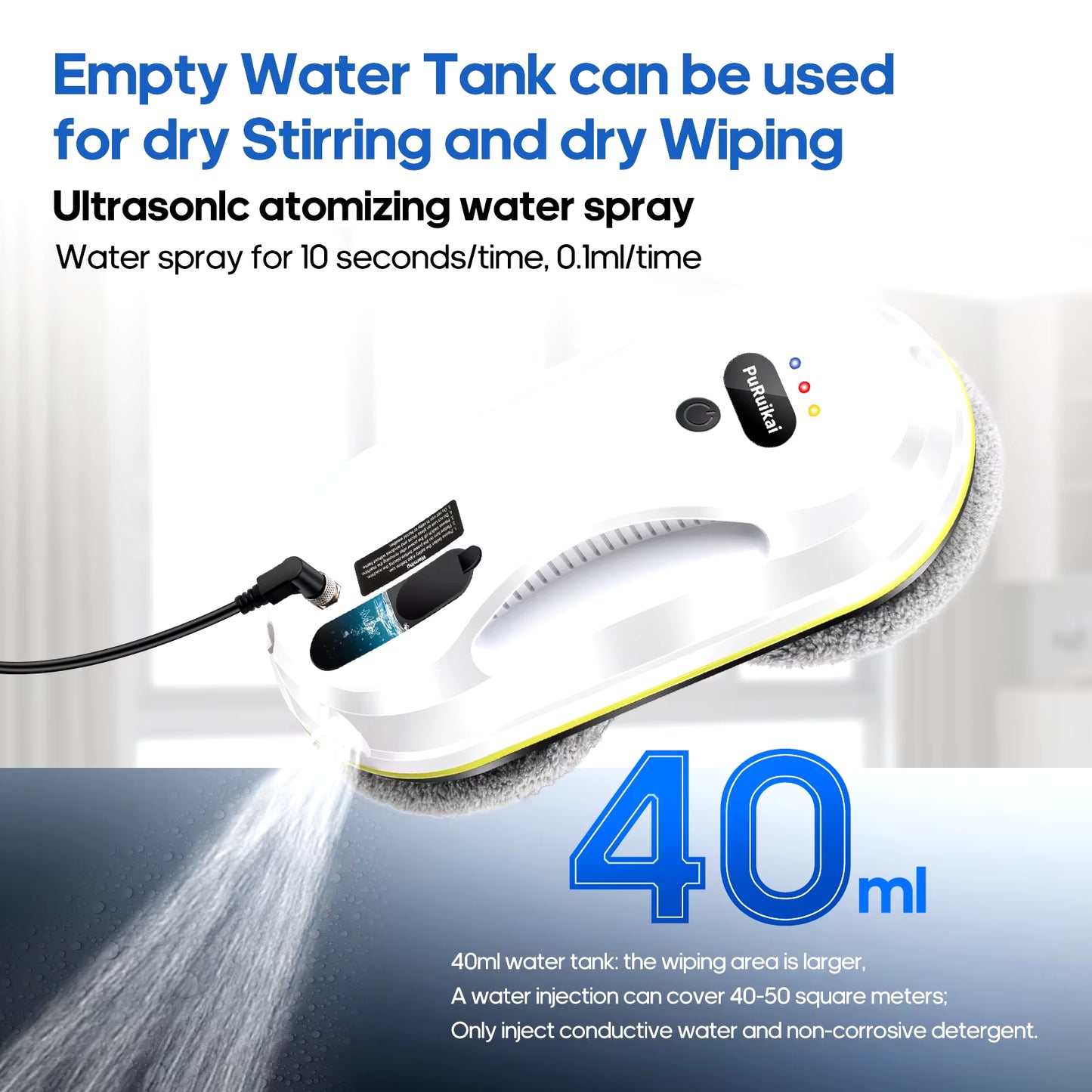 Household Window Automatic Water Spray Cleaning Robot Vacuum Cleaner Remote Control Electric Window Wiper Household Glass Wiper