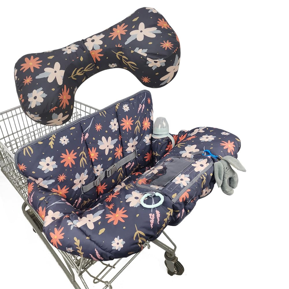 Shopping Cart Cover for Baby/Toddler with Supportive Seat Positioner, Cozy High Chair Cover, Pink