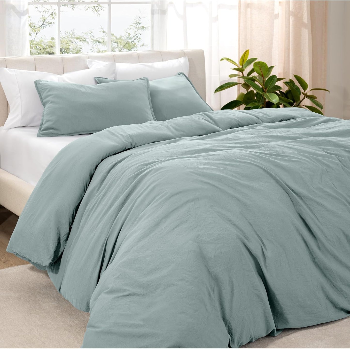 Microfiber Duvet Cover Set - Ultra Soft Washed Microfiber - Twin/Twin Extra Long - Linen-Like Look - Easy Care - Breathable Fabric - Our Softest Duvet Cover Set (Twin/Twin XL, Fog)