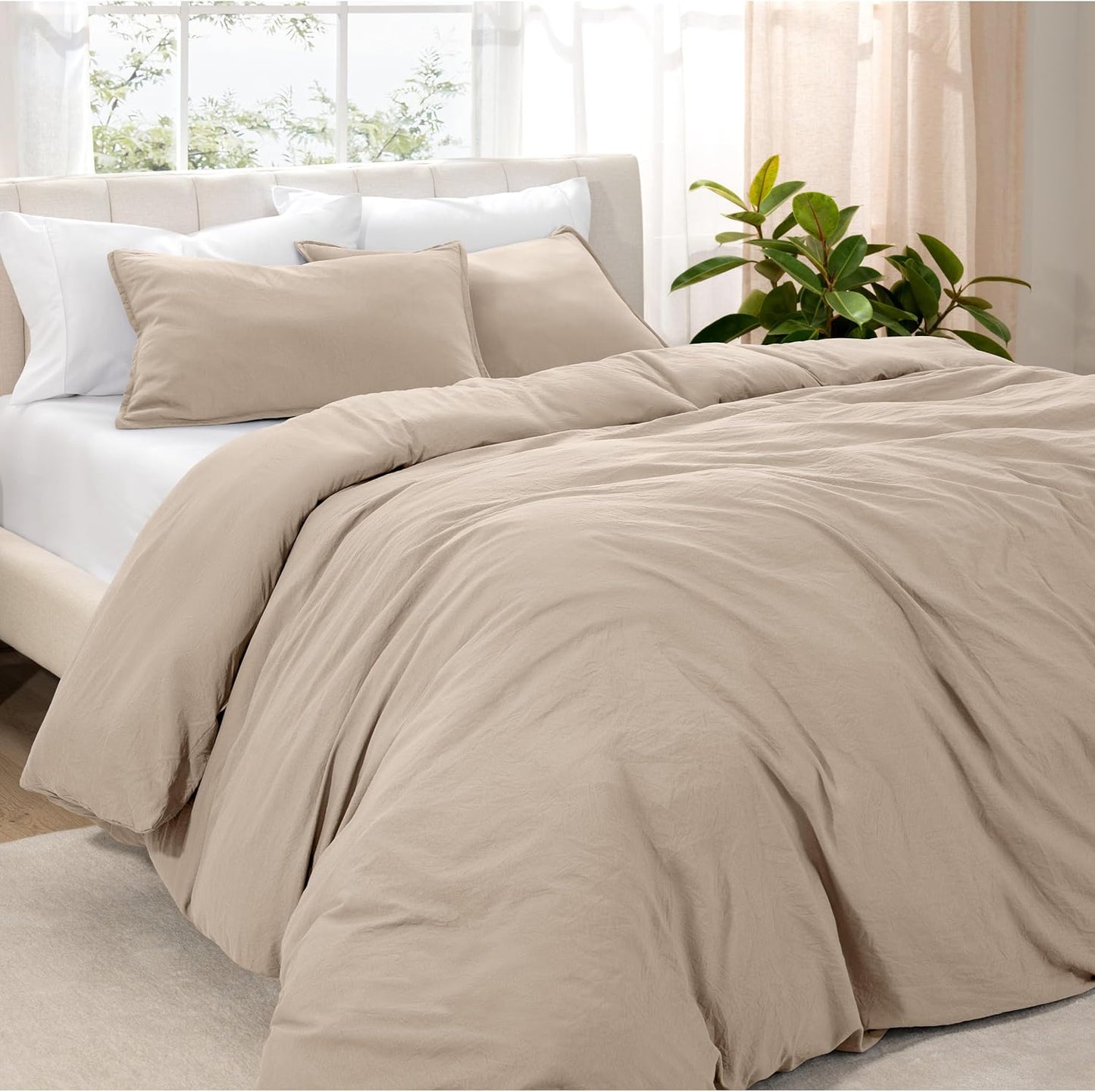 Microfiber Duvet Cover Set - Ultra Soft Washed Microfiber - Twin/Twin Extra Long - Linen-Like Look - Easy Care - Breathable Fabric - Our Softest Duvet Cover Set (Twin/Twin XL, Fog)