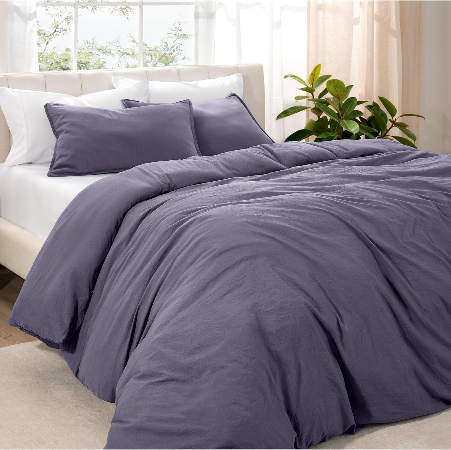 Microfiber Duvet Cover Set - Ultra Soft Washed Microfiber - Twin/Twin Extra Long - Linen-Like Look - Easy Care - Breathable Fabric - Our Softest Duvet Cover Set (Twin/Twin XL, Fog)