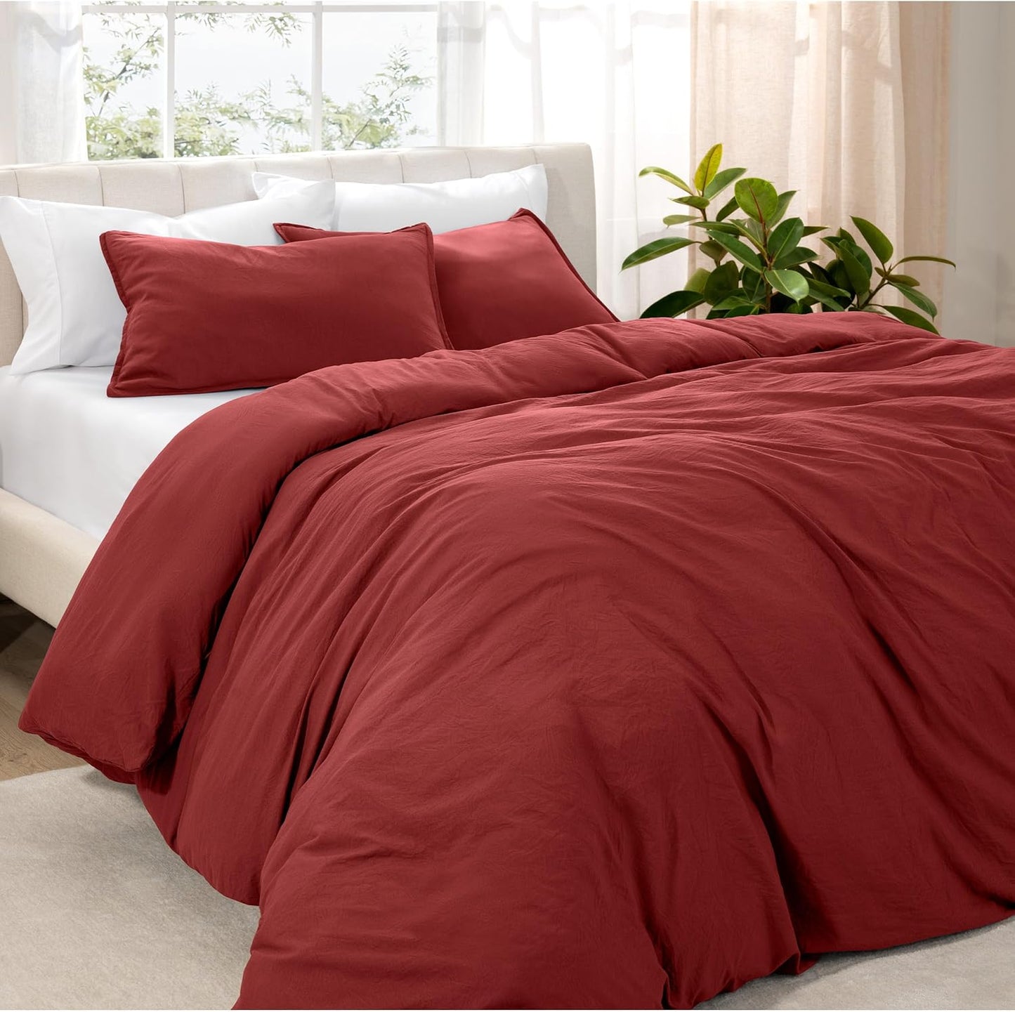 Microfiber Duvet Cover Set - Ultra Soft Washed Microfiber - Twin/Twin Extra Long - Linen-Like Look - Easy Care - Breathable Fabric - Our Softest Duvet Cover Set (Twin/Twin XL, Fog)