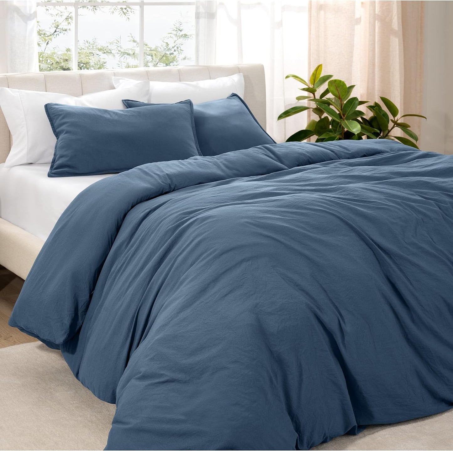 Microfiber Duvet Cover Set - Ultra Soft Washed Microfiber - Twin/Twin Extra Long - Linen-Like Look - Easy Care - Breathable Fabric - Our Softest Duvet Cover Set (Twin/Twin XL, Fog)