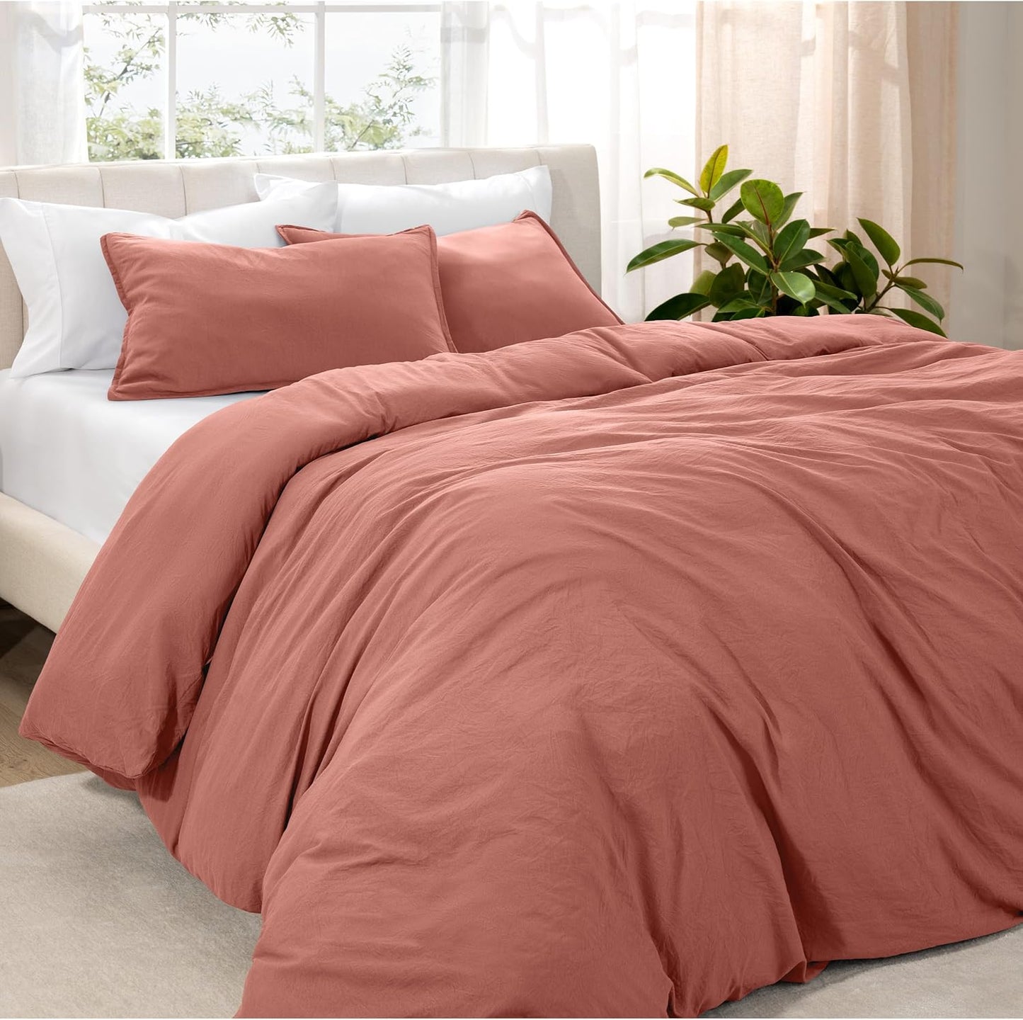 Microfiber Duvet Cover Set - Ultra Soft Washed Microfiber - Twin/Twin Extra Long - Linen-Like Look - Easy Care - Breathable Fabric - Our Softest Duvet Cover Set (Twin/Twin XL, Fog)