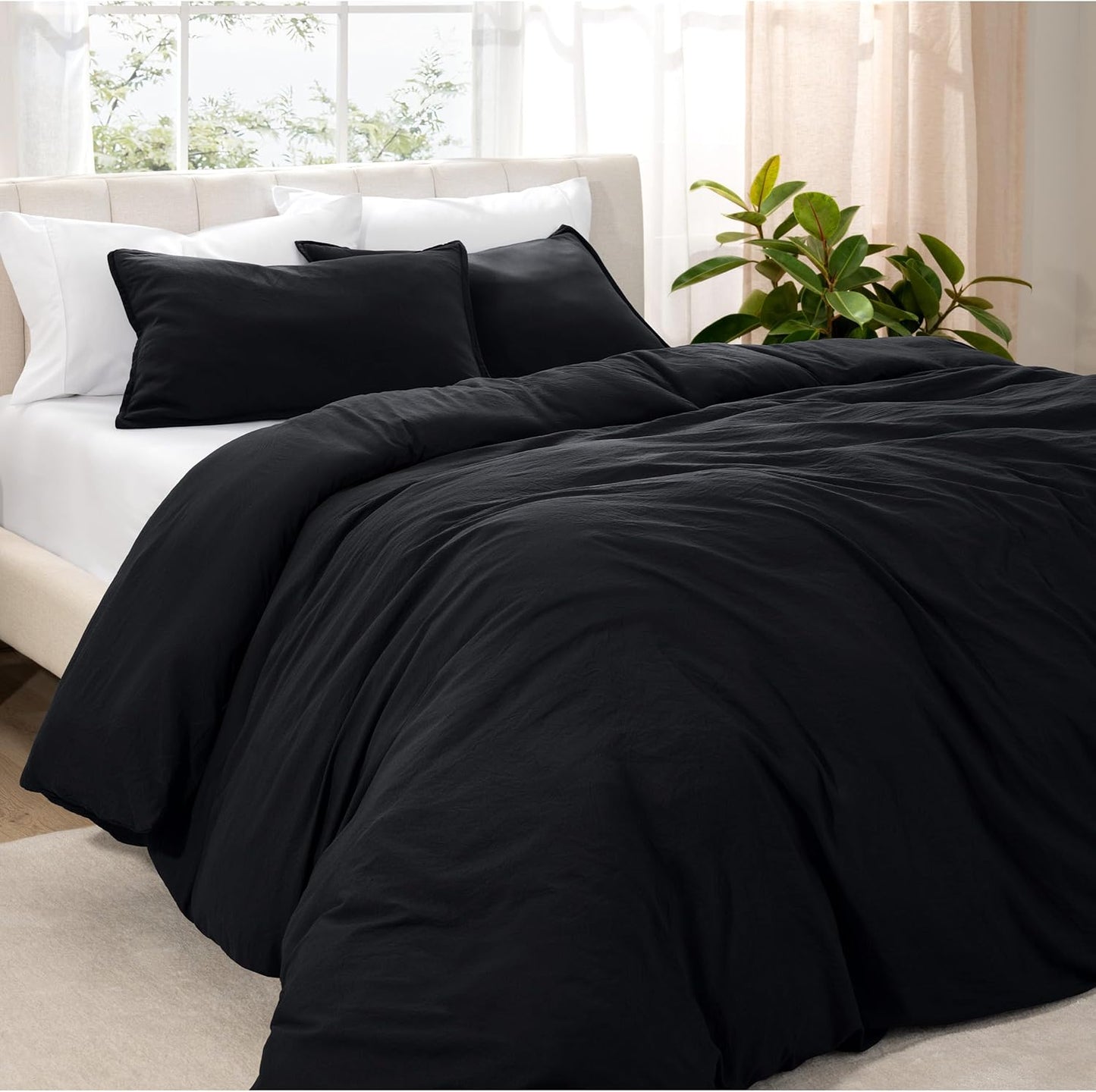 Microfiber Duvet Cover Set - Ultra Soft Washed Microfiber - Twin/Twin Extra Long - Linen-Like Look - Easy Care - Breathable Fabric - Our Softest Duvet Cover Set (Twin/Twin XL, Fog)