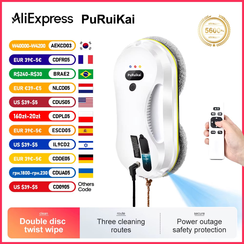 Household Window Automatic Water Spray Cleaning Robot Vacuum Cleaner Remote Control Electric Window Wiper Household Glass Wiper