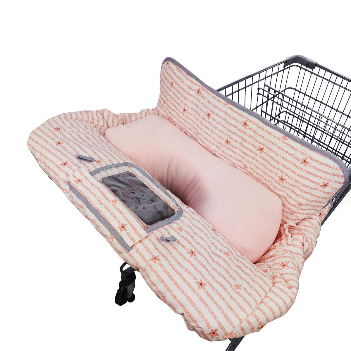 Shopping Cart Cover for Baby/Toddler with Supportive Seat Positioner, Cozy High Chair Cover, Pink