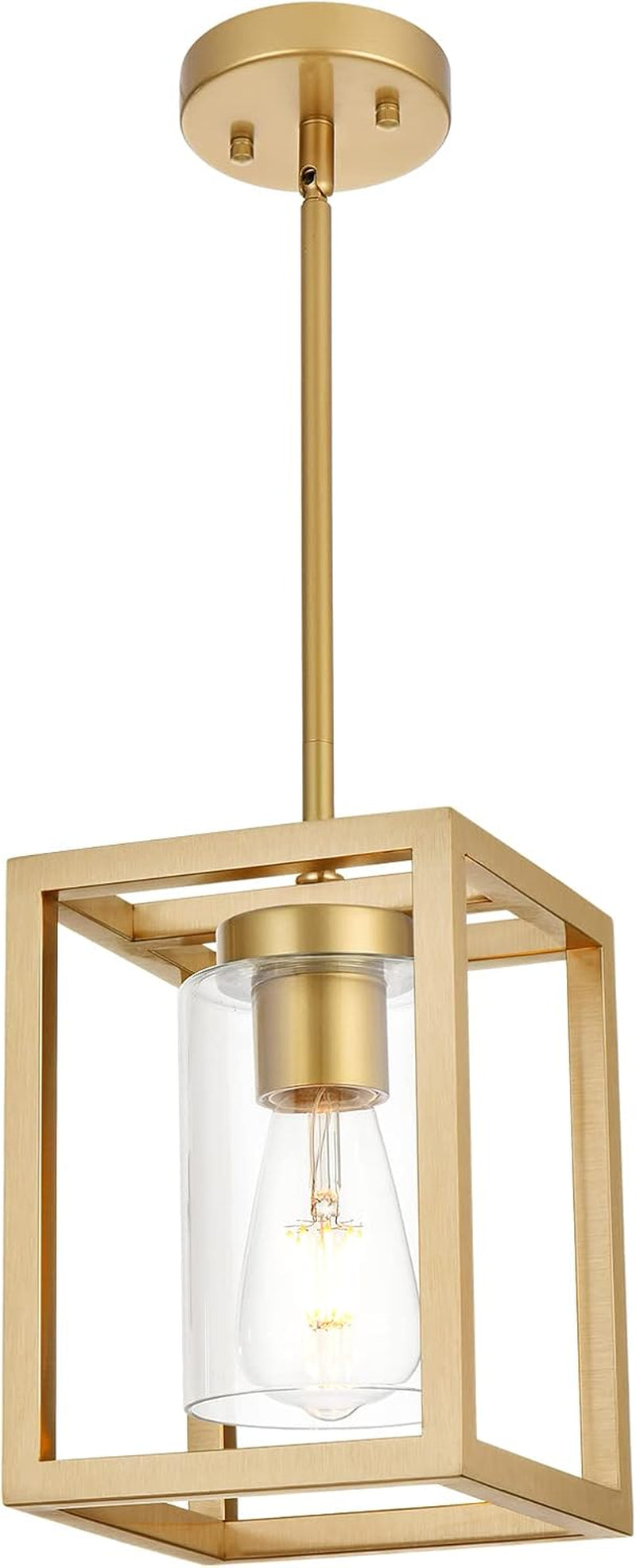 1 Light Farmhouse Pendant Lighting Black Cage Chandelier Glass Shade Contemporary Modern Kitchen Island Lights Fixtures Ceiling Hanging Dining Room Living Room