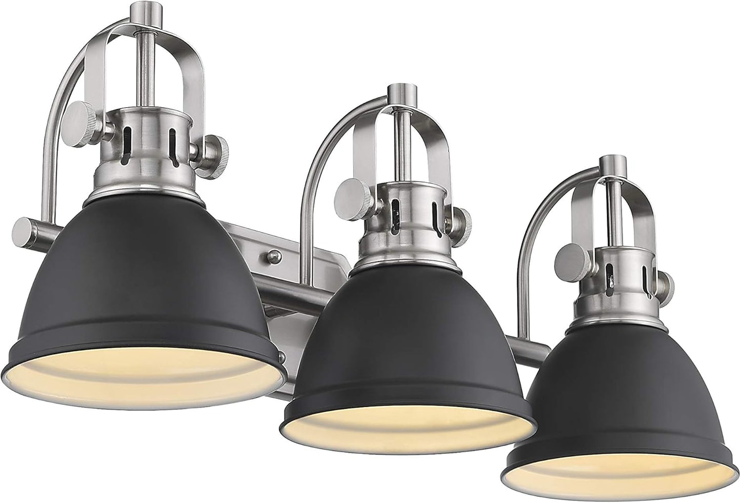 3-Light Bathroom Vanity Light Fixture, Black Finish with Metal Shade, 4054H-A