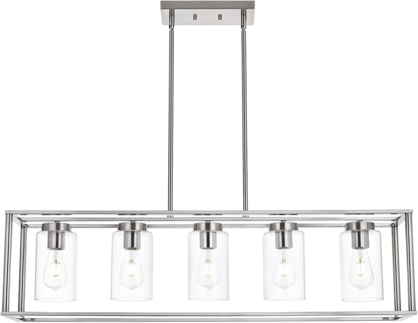 1 Light Farmhouse Pendant Lighting Black Cage Chandelier Glass Shade Contemporary Modern Kitchen Island Lights Fixtures Ceiling Hanging Dining Room Living Room