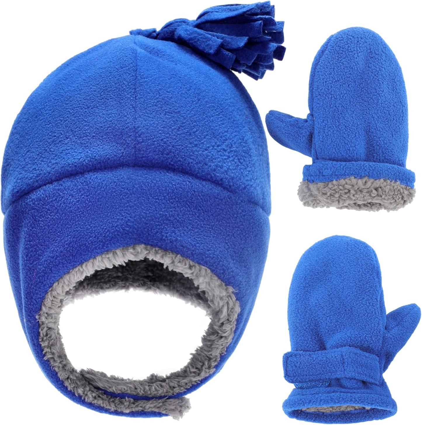 Toddler Hat & Glove Set - Baby Fleece Winter Hat and Mittens for Infant Kids