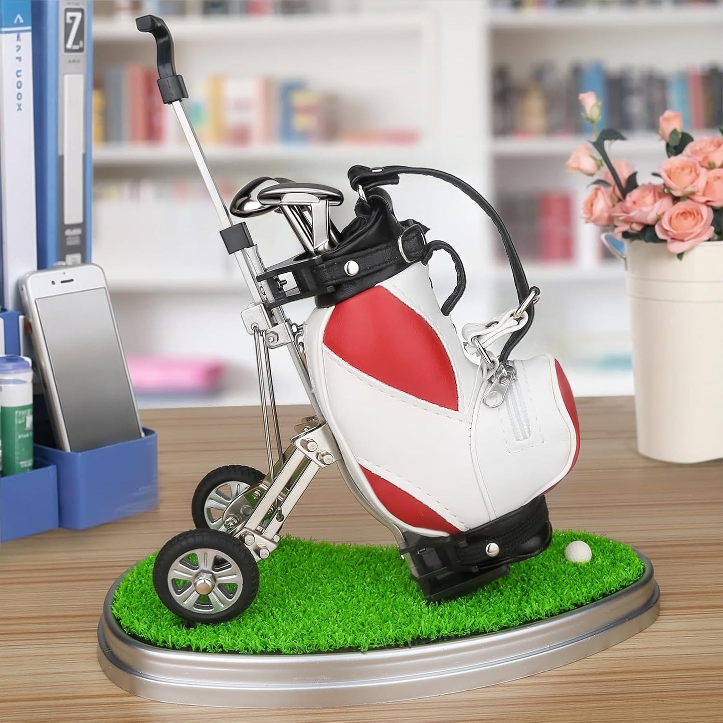 Golf Gifts for Men Golf Pen Holder Stocking Stuffers for Golfers Funny Gifts Unique Office Supplies Desk Decor, Gift for Birthday Christmas Golf Tournament for Boss Dad Husband Golf Lovers