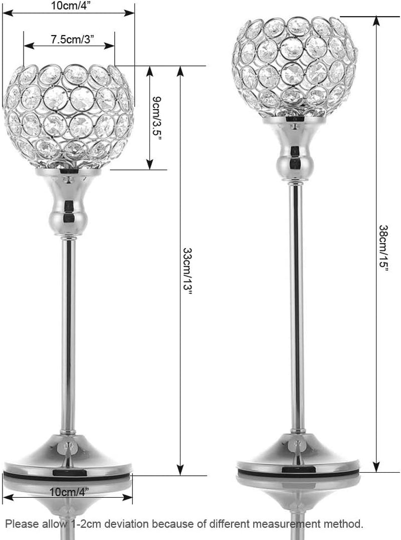 8Packs Candle Holders Bulk Silver Centerpiece Table Decorations,Metal Crystal Candlestick Holders for Wedding Table Party Church Modern Decorative