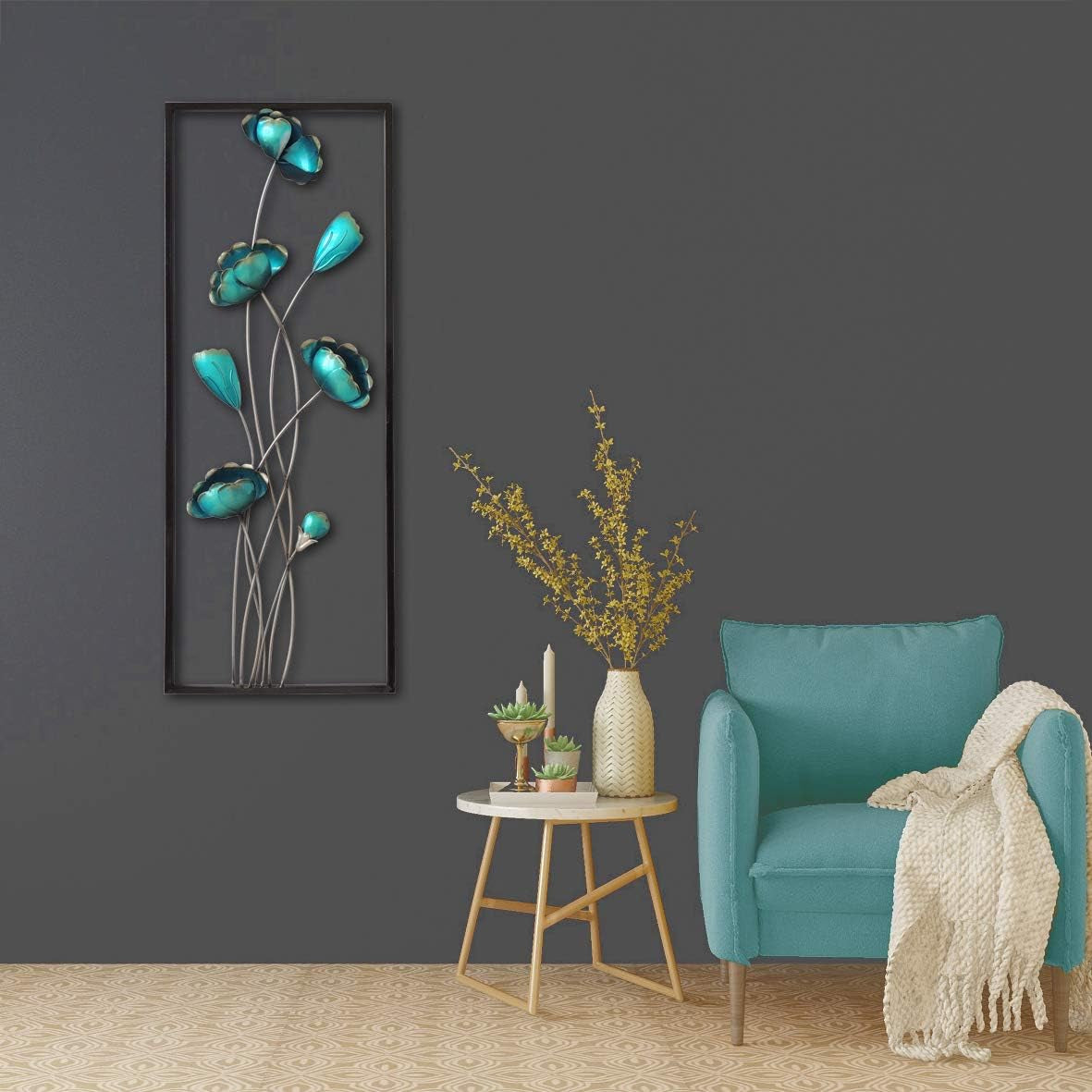 New Modern Chic Aluminum/Metal Wall Decor Frame 12"X30" (Hollow Flowers Mirrors)