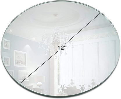 12 Inch round Mirror Plate, Set of 12-1.5Mm Thick Glass Plate Mirror Tiles W/Smooth Edges - Perfect Candle Wedding Centerpiece Table Decorations, Home Accent Wall Decor, & More - PARNOO
