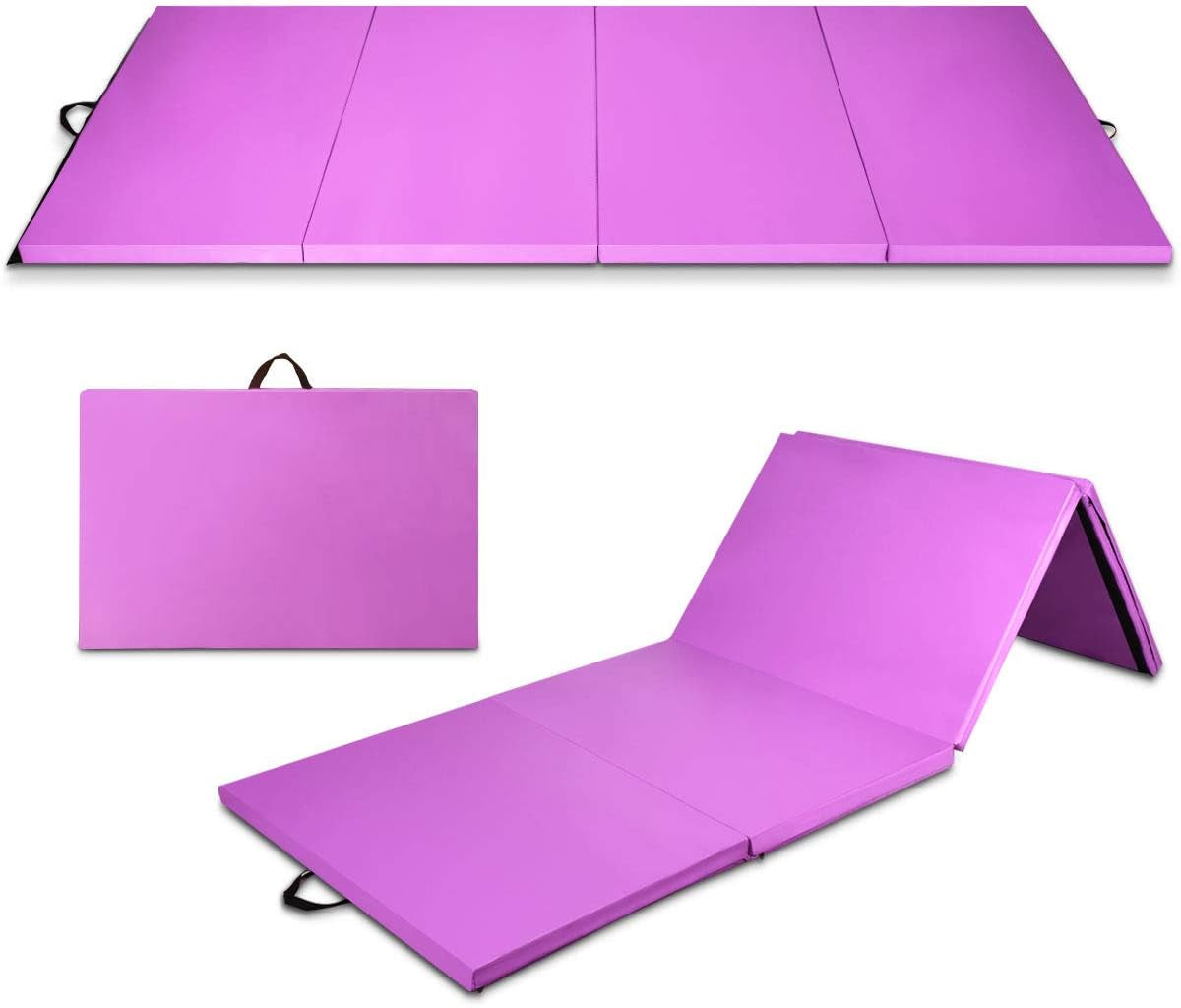 4'X8' Gymnastics Mat, 2" Thick Folding Tumbling Mat with Carrying Handles, Foldable Gym Mat with Hook and Loop Fastener, Cheer Mats for Kids Adults Home Exercise Aerobics Fitness