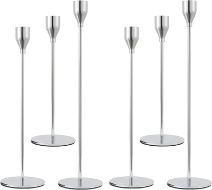 Set of 3 Black Candlestick Holders - Decorative Taper Candle Holders for Home Decor, Wedding, Dining, Party, Anniversary