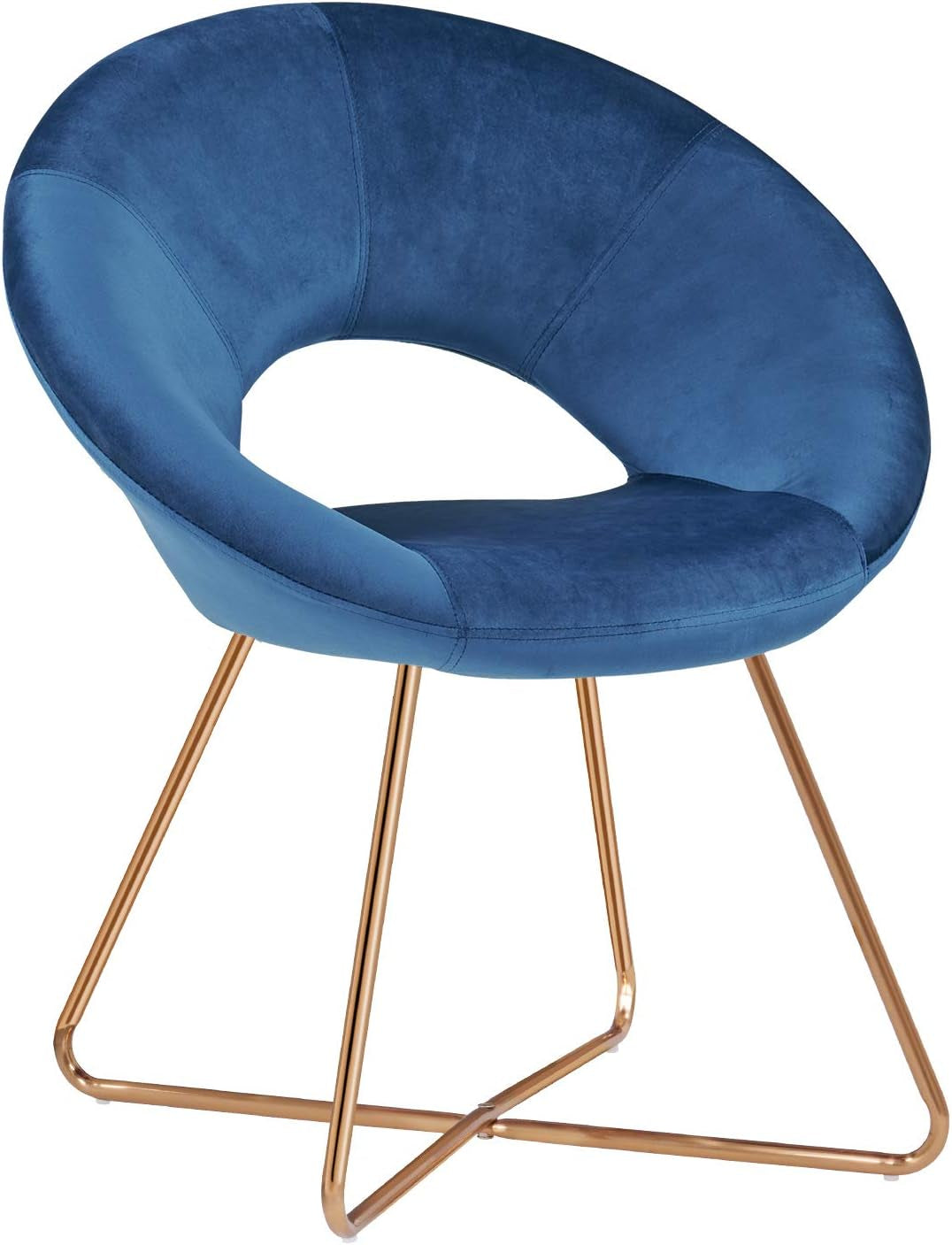 Modern Accent Velvet Chairs Dining Chairs Single Sofa Comfy Upholstered Arm Chair Living Room Furniture Mid-Century Leisure Lounge Chairs with Golden Metal Frame Legs 1 PCS Grey