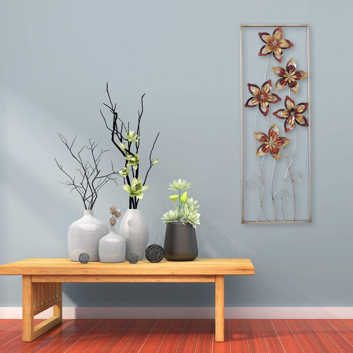 New Modern Chic Aluminum/Metal Wall Decor Frame 12"X30" (Hollow Flowers Mirrors)