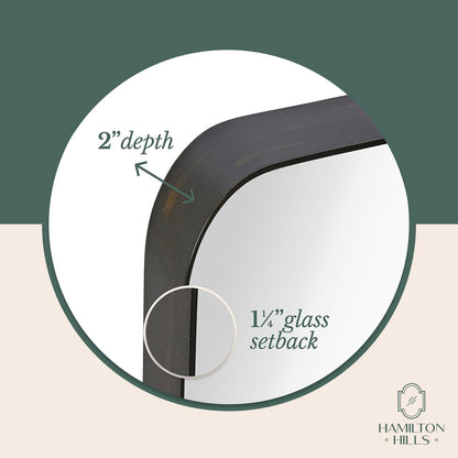 22X30 Inch Metal Bronze Frame Mirror for Bathroom | Brushed Rectangular Rounded Corner Vanity | 2" Deep Set Design Large Wall Mirrors Decorative | Hangs Horizontal and Vertical