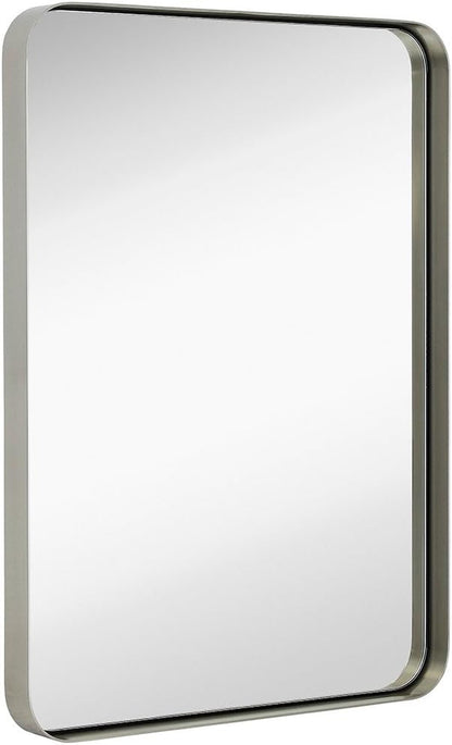 22X30 Inch Metal Bronze Frame Mirror for Bathroom | Brushed Rectangular Rounded Corner Vanity | 2" Deep Set Design Large Wall Mirrors Decorative | Hangs Horizontal and Vertical