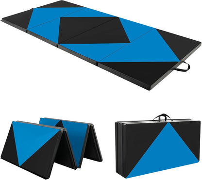 4'X8' Gymnastics Mat, 2" Thick Folding Tumbling Mat with Carrying Handles, Foldable Gym Mat with Hook and Loop Fastener, Cheer Mats for Kids Adults Home Exercise Aerobics Fitness