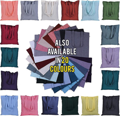 15 X 16 Inch with Long Handle ASSORTED COLORS 5.5 Oz 100% Cotton Canvas Tote Bags Ecofriendly Super Strong Great Choice for Schools Promotion MADE in INDIA (5 Pack)]