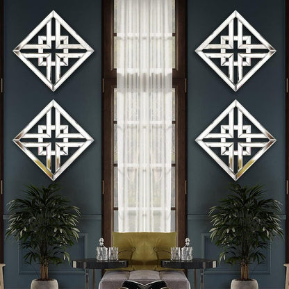 Decor Mirror Size 12X12 Inches Square Mirrored Silver Wall Decorative Mirror with Beveled Edge Modern Fashionable Wall-Mounted Mirrors