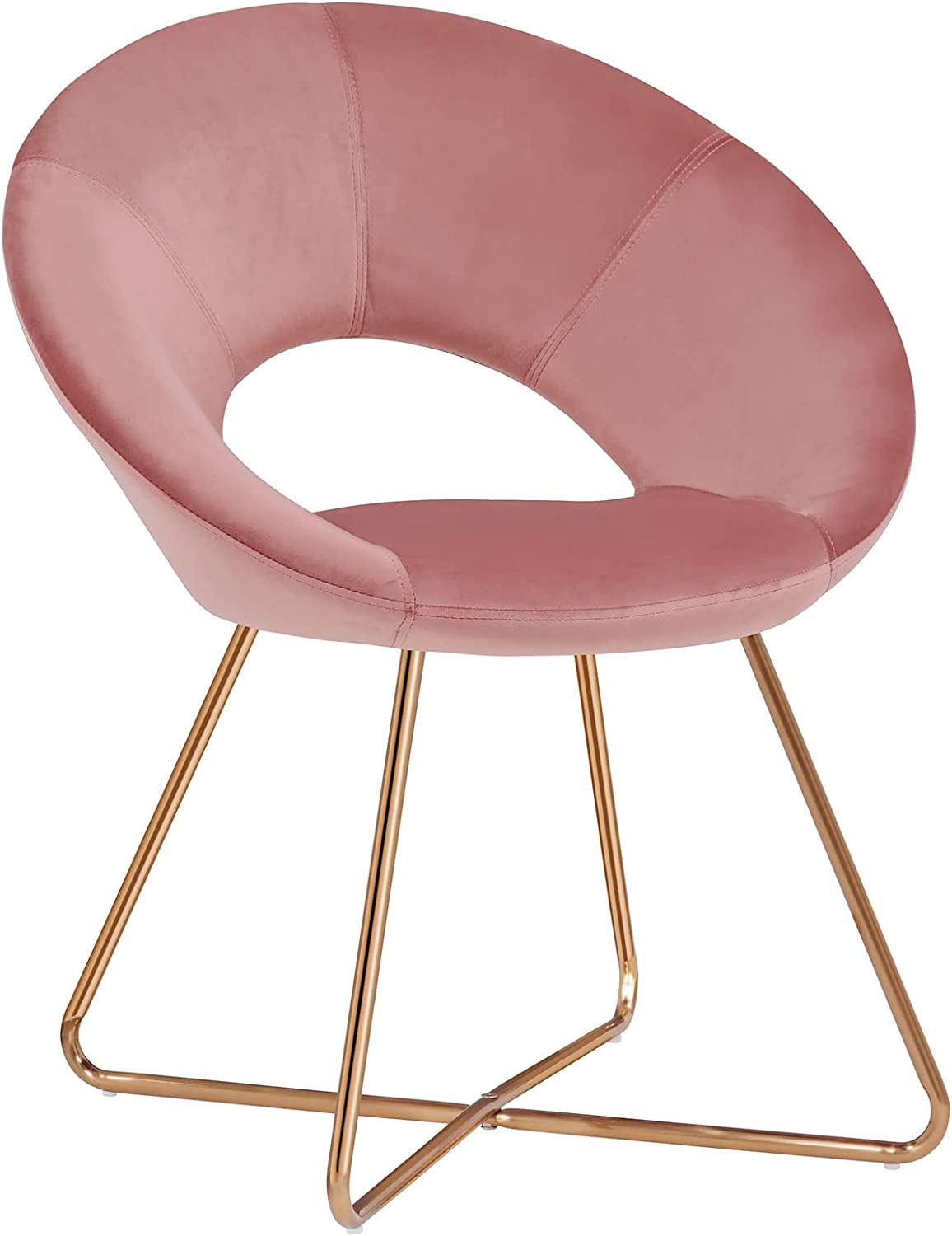 Modern Accent Velvet Chairs Dining Chairs Single Sofa Comfy Upholstered Arm Chair Living Room Furniture Mid-Century Leisure Lounge Chairs with Golden Metal Frame Legs 1 PCS Grey