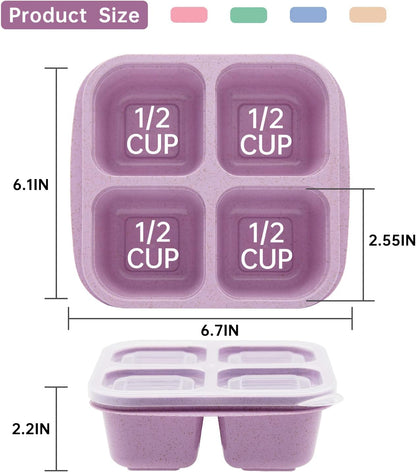 5 Pack Bento Lunch Box,4 Compartment Snack Containers,Divided Snack Box,Meal Prep Lunch Containers for Kids/Toddle/Adults,Food Storage Containers for School, Work and Travel