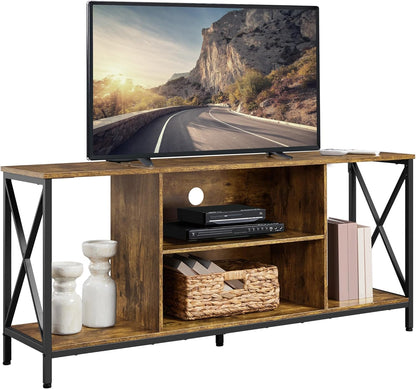 TV Stand for Tvs up to 65 Inches, Console Table with Shelves, Farmhouse Media Entertainment Center for Living Room, Rustic Brown