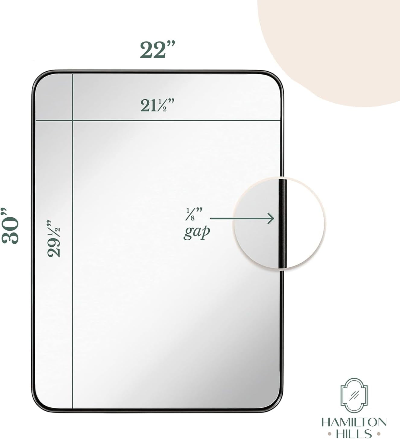 22X30 Inch Metal Bronze Frame Mirror for Bathroom | Brushed Rectangular Rounded Corner Vanity | 2" Deep Set Design Large Wall Mirrors Decorative | Hangs Horizontal and Vertical