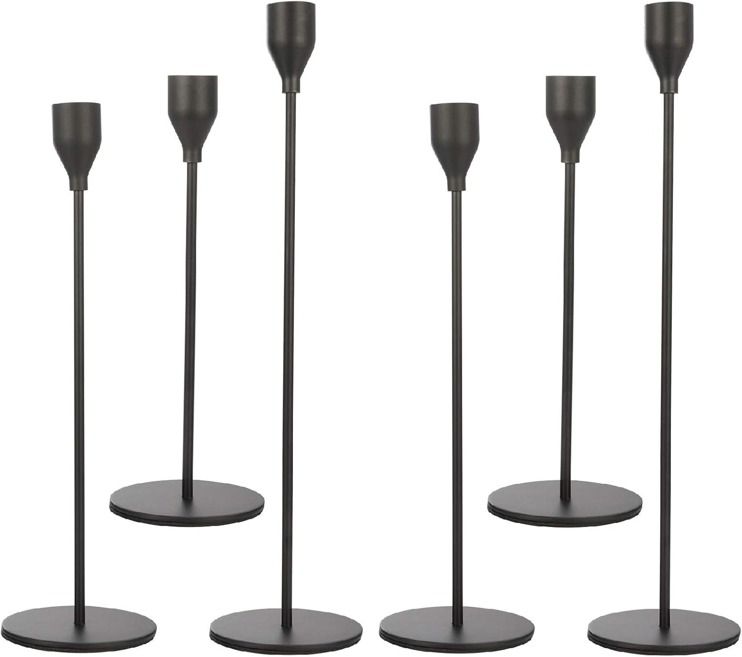Set of 3 Black Candlestick Holders - Decorative Taper Candle Holders for Home Decor, Wedding, Dining, Party, Anniversary