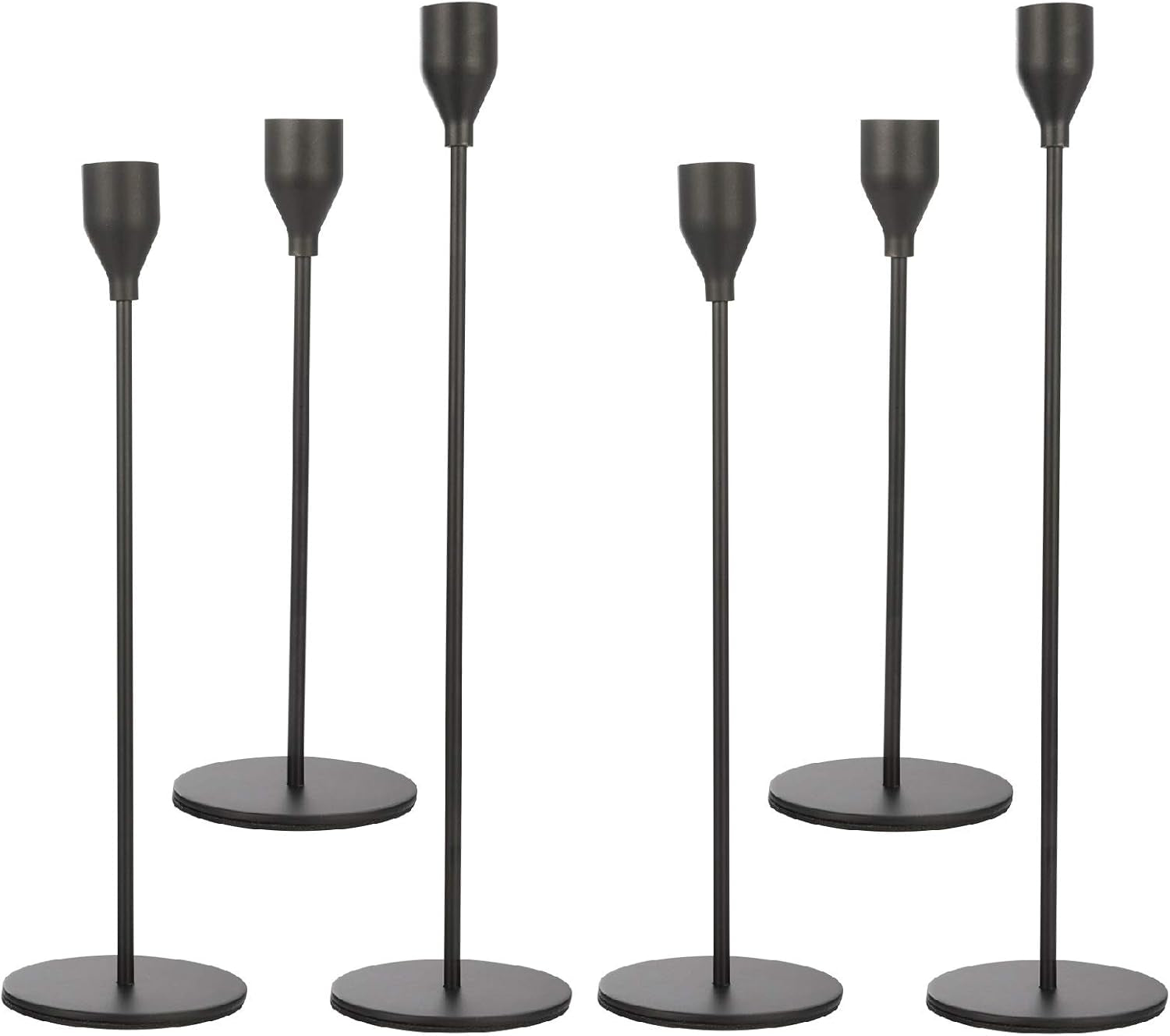 Set of 3 Black Candlestick Holders - Decorative Taper Candle Holders for Home Decor, Wedding, Dining, Party, Anniversary