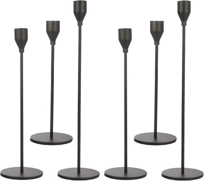 Set of 3 Black Candlestick Holders - Decorative Taper Candle Holders for Home Decor, Wedding, Dining, Party, Anniversary