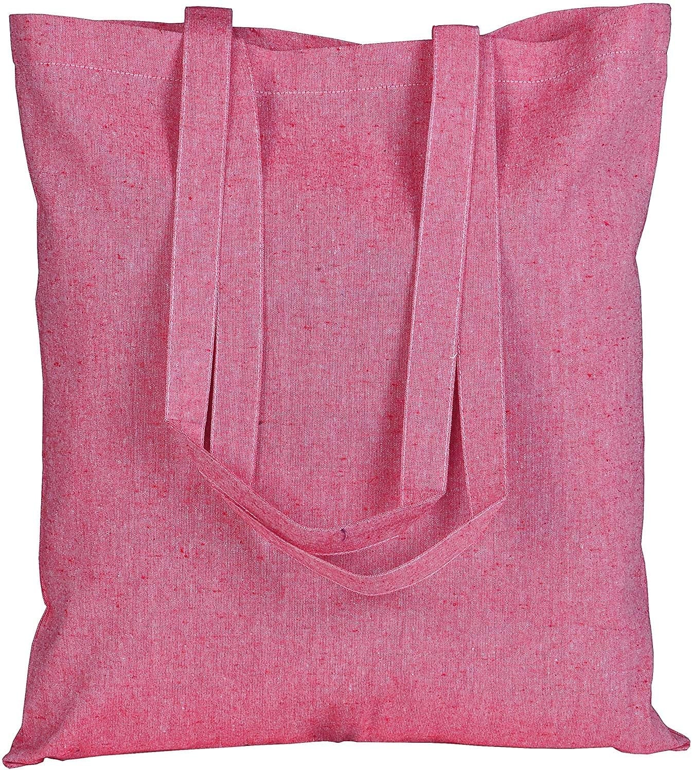 15 X 16 Inch with Long Handle ASSORTED COLORS 5.5 Oz 100% Cotton Canvas Tote Bags Ecofriendly Super Strong Great Choice for Schools Promotion MADE in INDIA (5 Pack)]