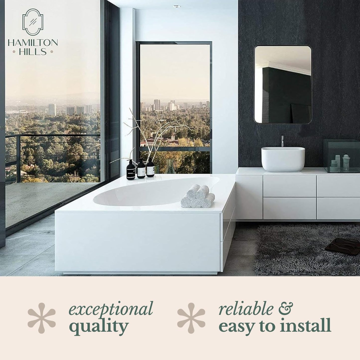 22X30 Inch Metal Bronze Frame Mirror for Bathroom | Brushed Rectangular Rounded Corner Vanity | 2" Deep Set Design Large Wall Mirrors Decorative | Hangs Horizontal and Vertical