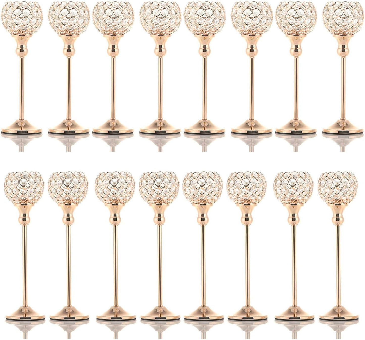 8Packs Candle Holders Bulk Silver Centerpiece Table Decorations,Metal Crystal Candlestick Holders for Wedding Table Party Church Modern Decorative