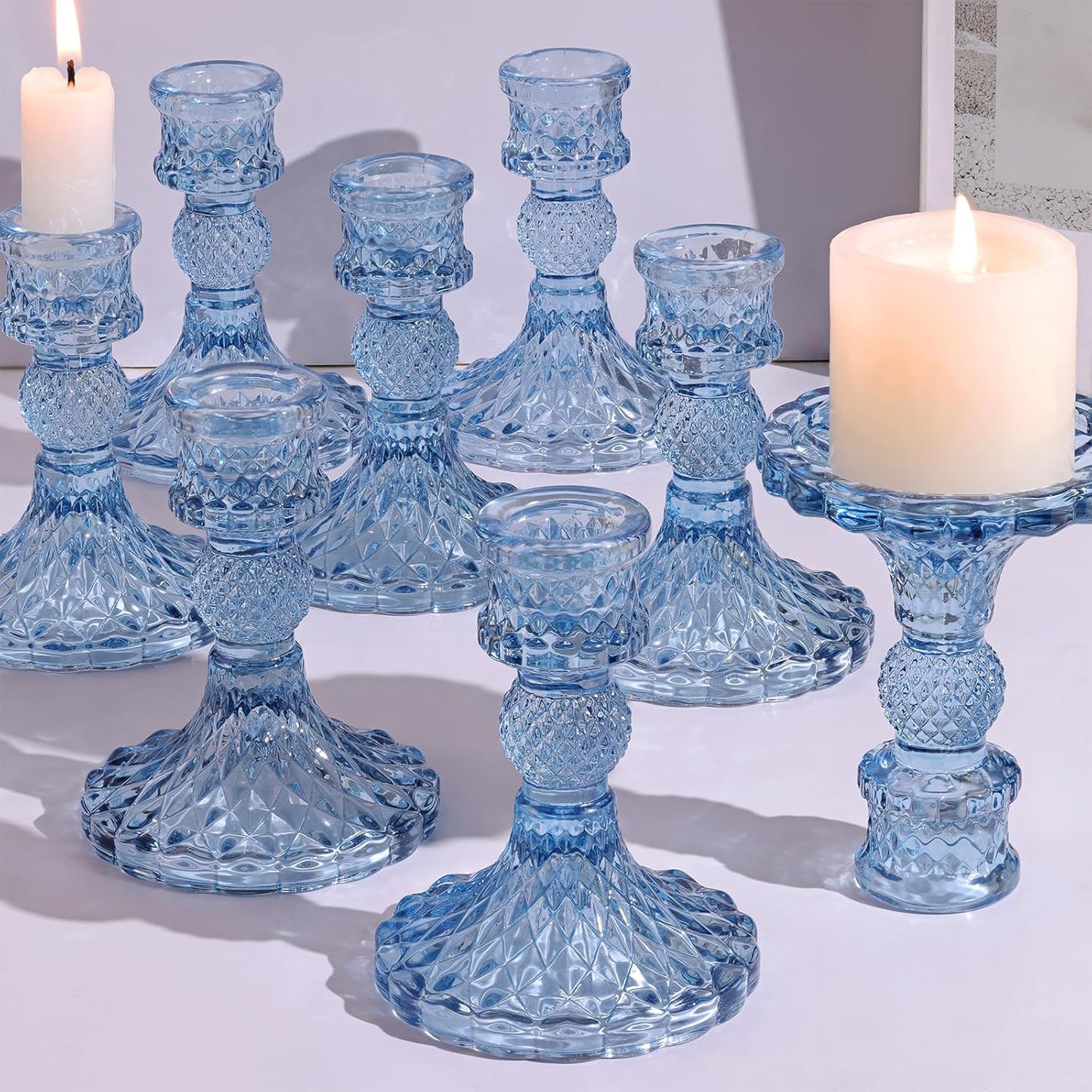 Candlestick Holders Set, 4" H Taper Candle Holders Bulk, 12Pcs Gold Glass Candle Holders for Wedding, Festival, Party & Windowsill Decor