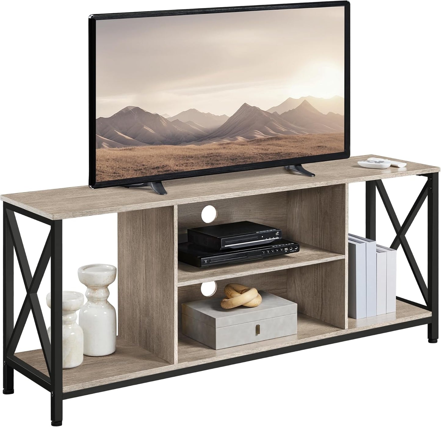 TV Stand for Tvs up to 65 Inches, Console Table with Shelves, Farmhouse Media Entertainment Center for Living Room, Rustic Brown