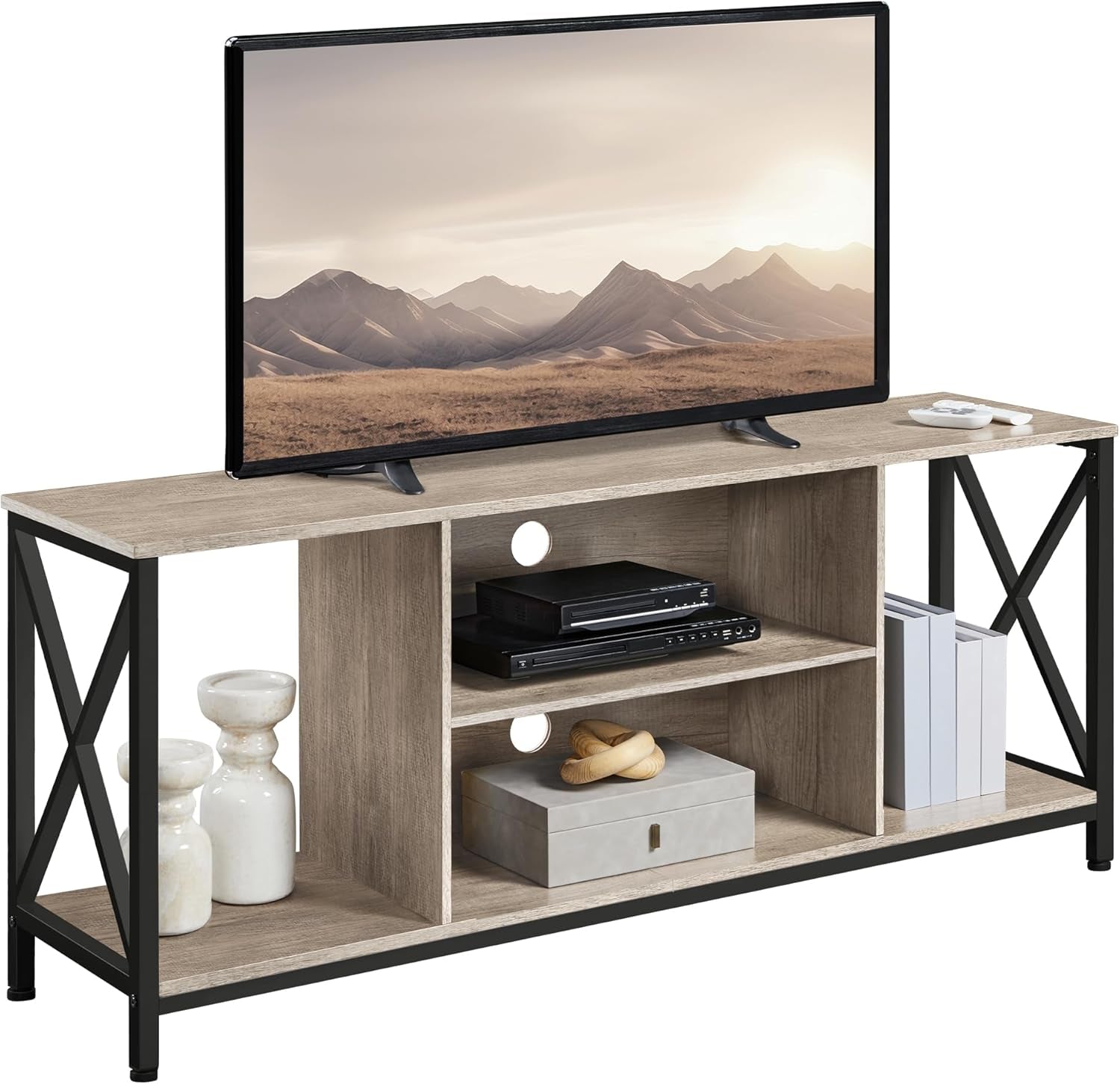 TV Stand for Tvs up to 65 Inches, Console Table with Shelves, Farmhouse Media Entertainment Center for Living Room, Rustic Brown