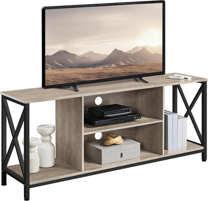 TV Stand for Tvs up to 65 Inches, Console Table with Shelves, Farmhouse Media Entertainment Center for Living Room, Rustic Brown
