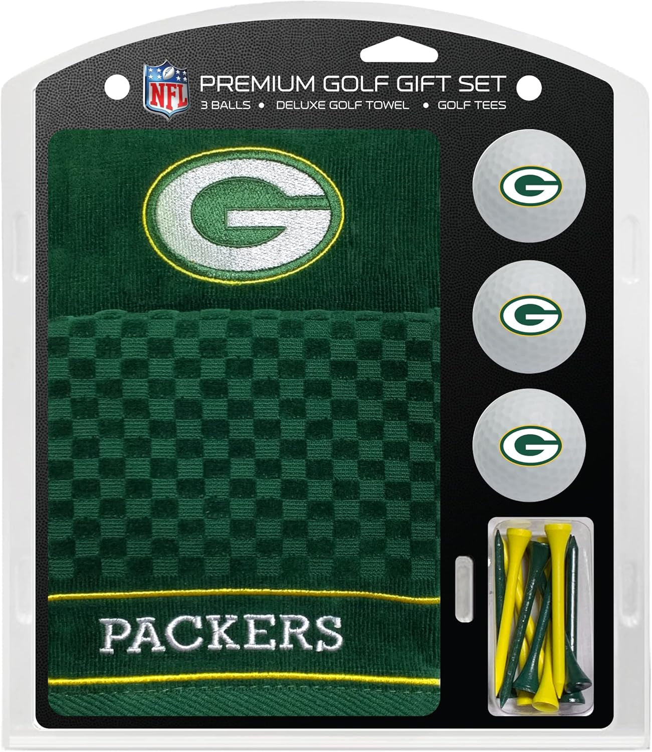 Premium NFL Gift Set: Embroidered Deluxe Towel, 3 Balls, 14 Tees (2-3/4" Reg.)