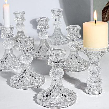 Candlestick Holders Set, 4" H Taper Candle Holders Bulk, 12Pcs Gold Glass Candle Holders for Wedding, Festival, Party & Windowsill Decor