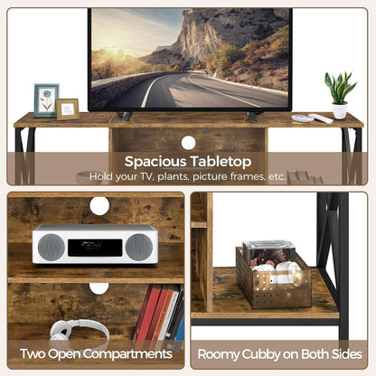 TV Stand for Tvs up to 65 Inches, Console Table with Shelves, Farmhouse Media Entertainment Center for Living Room, Rustic Brown